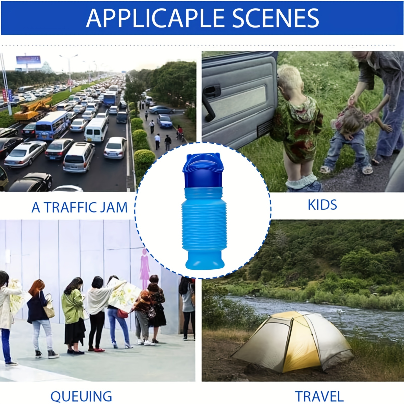 Orinatoio riutilizzabile di emergenza portatile termoretraibile personale  mobile wc vasino bottiglia di pipì per bambini adulti campeggio auto  viaggio (750 ml)