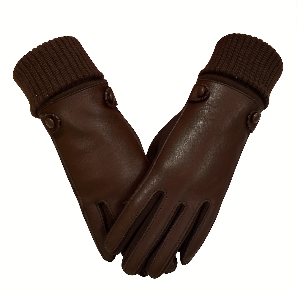 Ladies brown on sale knitted gloves