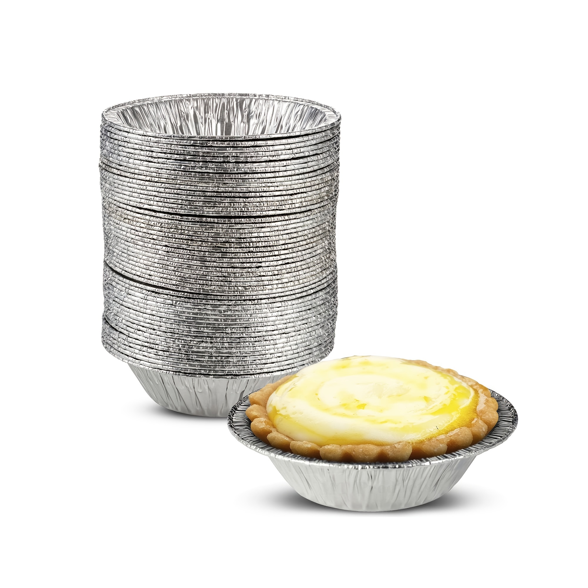 100 Pack Mini Individual Pot Pie Pans, Round Disposable Aluminum Tins for  Small Business, Catering, Baking, and Cafes (5 In)
