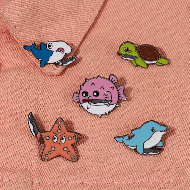 Sea Turtle Octopus Animals Enamel Pins Kids Brooches On Clothes