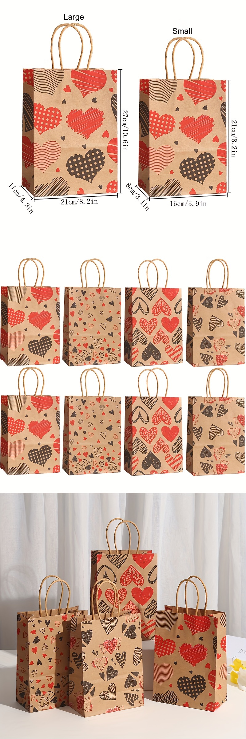 20 pcs Kraft Paper Bags Gift Paper Bags Small Paper Packaging Bag Paper  Snack Bags