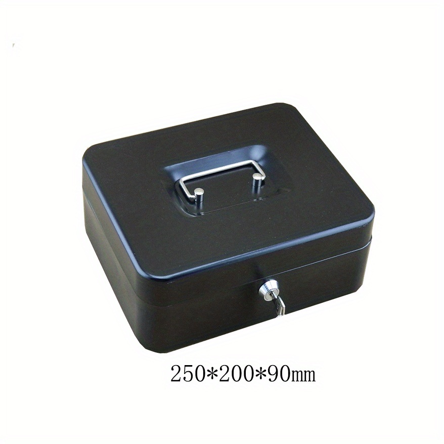 Portable Metal Cash Box With Lock Safe Box Storage Iron Box
