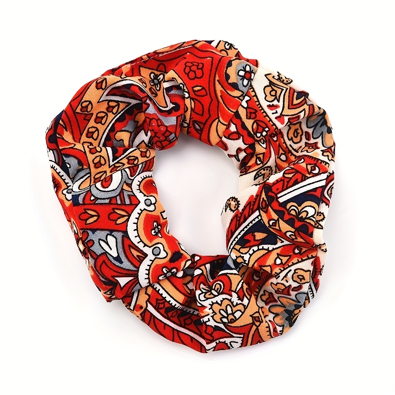 Boho Style Large Scrunchie Hair Tie Waist Fruit Flower Print Headwear