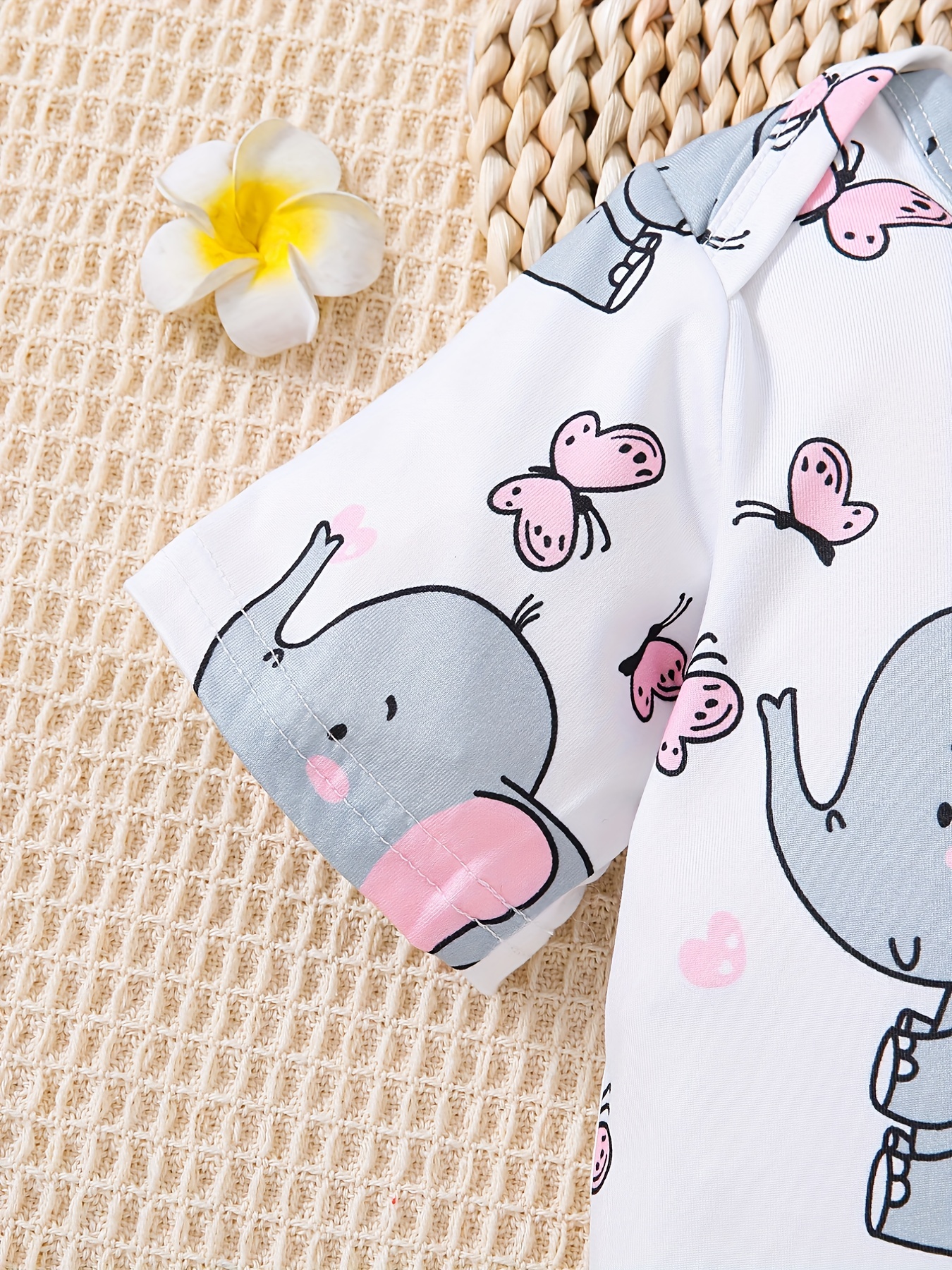 Baby Girls Cute Elephant Graphic Print Short Sleeve Onesie Temu