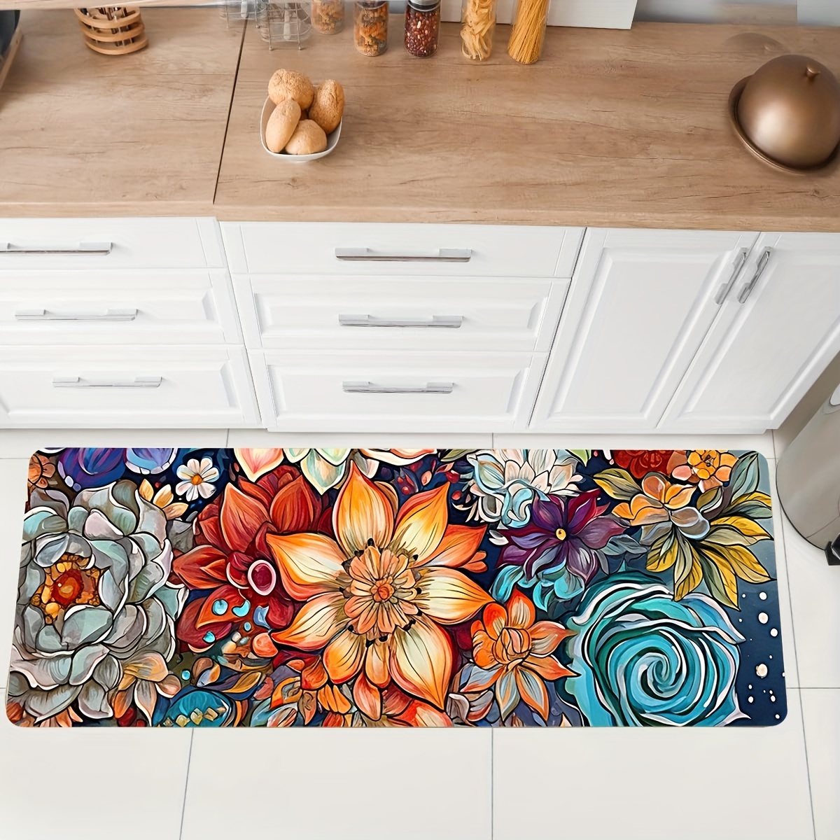 1pc Kitchen Countertop Drainage Mat With Retro Floral Print & Letter  Design, Made Of Silicone & Diatom Mud, Anti-scratch & Heat-resistant, Water  Absorbent, 30*40cm