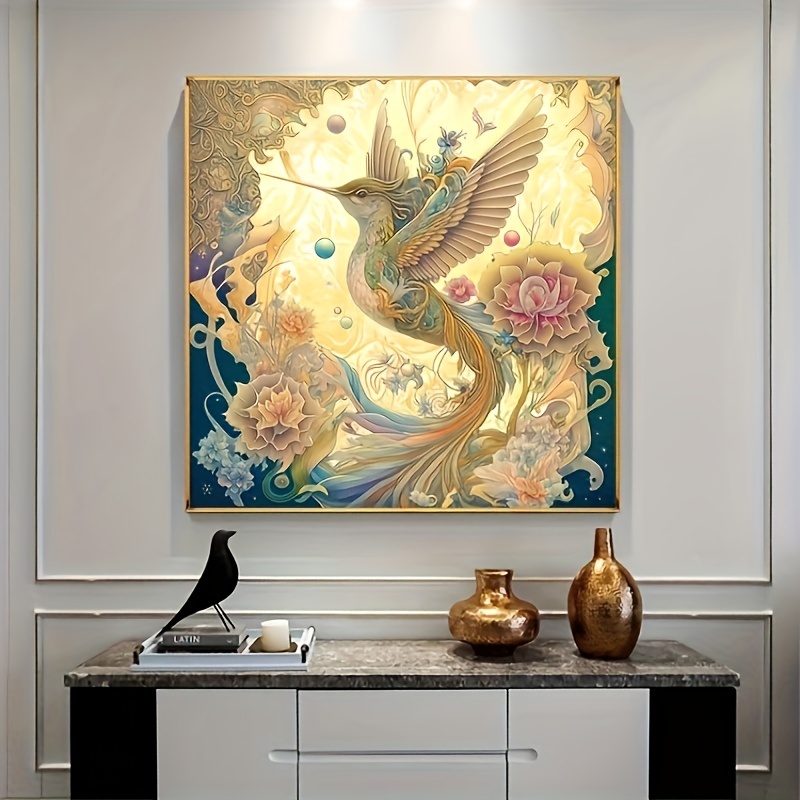 1pc DIY 5D Diamond Painting Set, Flower Bird Wall Art Decor, Home Room  Decor, No Frame, 11.8x15.8in