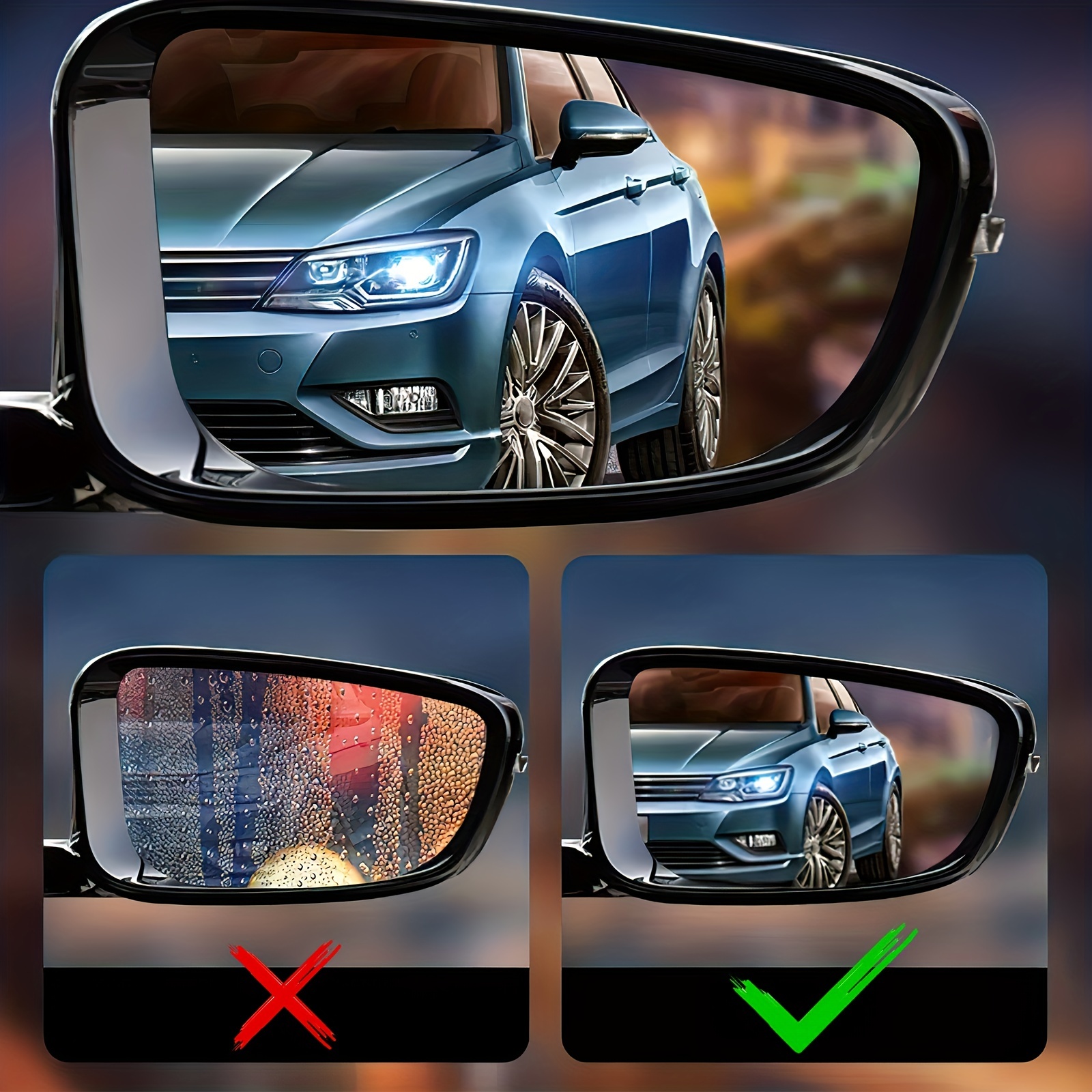 Autospiegelfolie - 1 STÜCK Auto-Rückansicht Wasserdichter, regensicherer  und beschlagfreier Spiegelfolie, Spiegelschutzfolie, Geeignet für alle