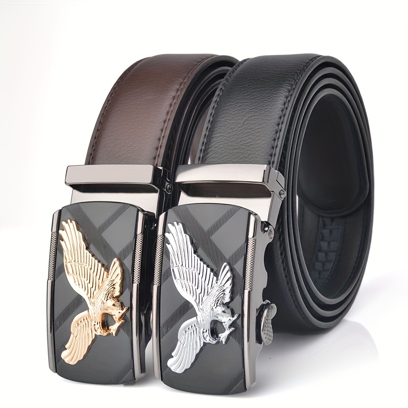 Eagle Style Automatic Buckle Mens Business Casual Belt Fashion All Match  Genuine Leather Belt Ideal Choice For Gifts - Jewelry & Accessories - Temu