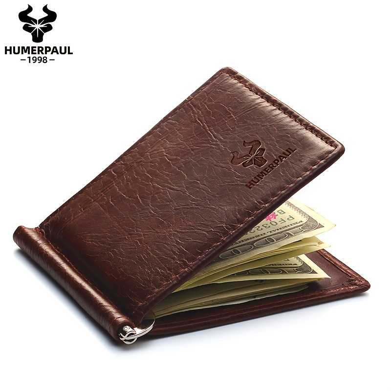 Hot Sale Fashion Men's Leather Money Clip Wallet With Magnet Hasp