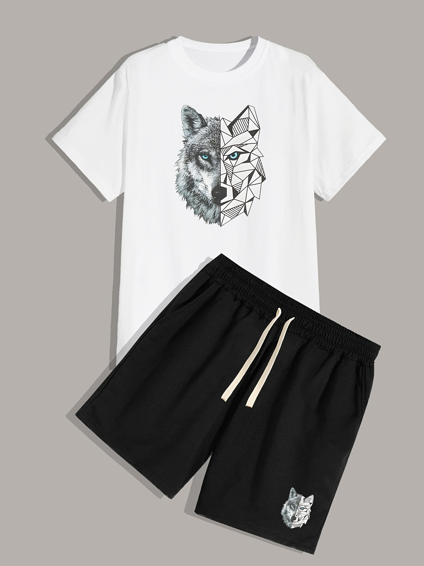 Wolf Men's Outfits Round Neck Short Sleeve T shirt - Temu