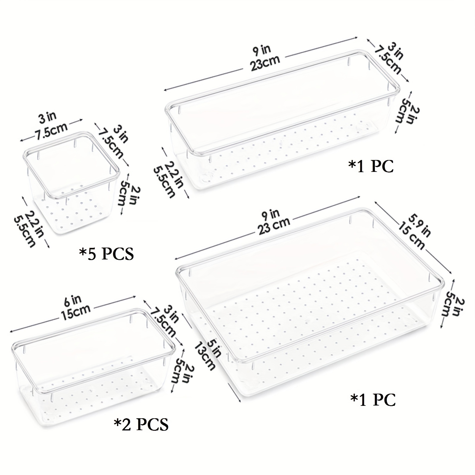Clear Plastic Drawer Organizers Set 4 size Versatile Trays - Temu