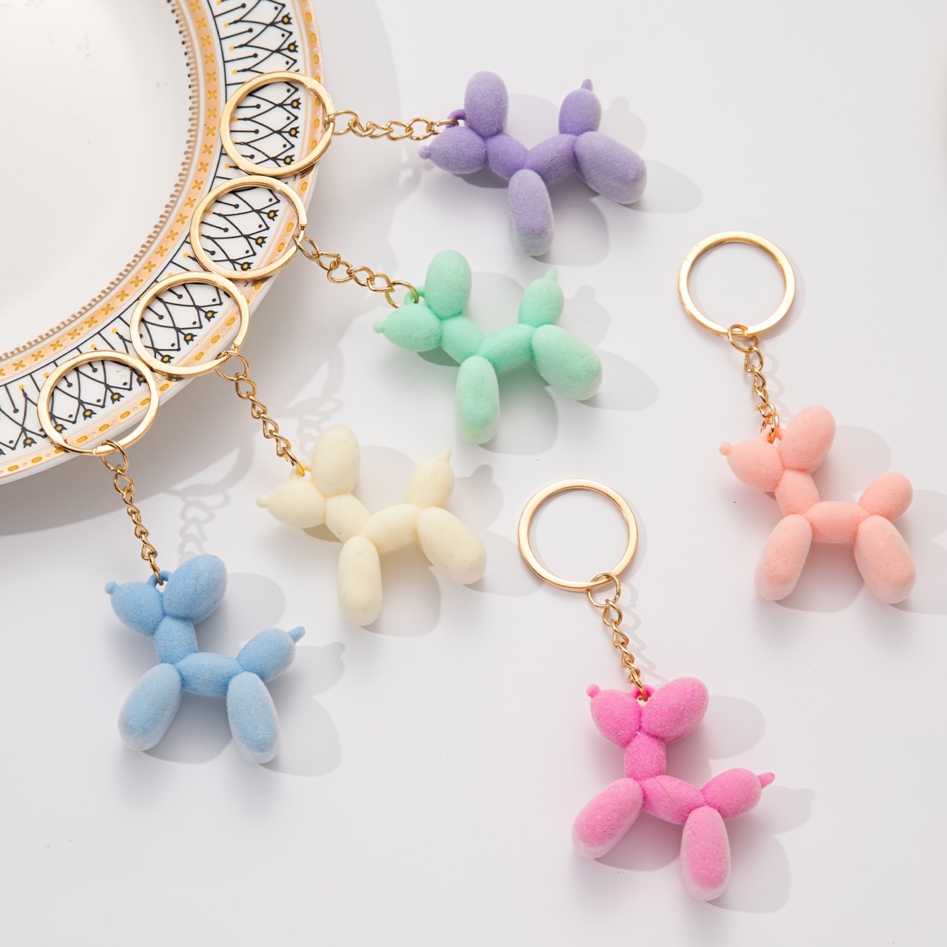 Handmade Poodle Bag Charm Ornament Pendant Clip Dog Keychain 