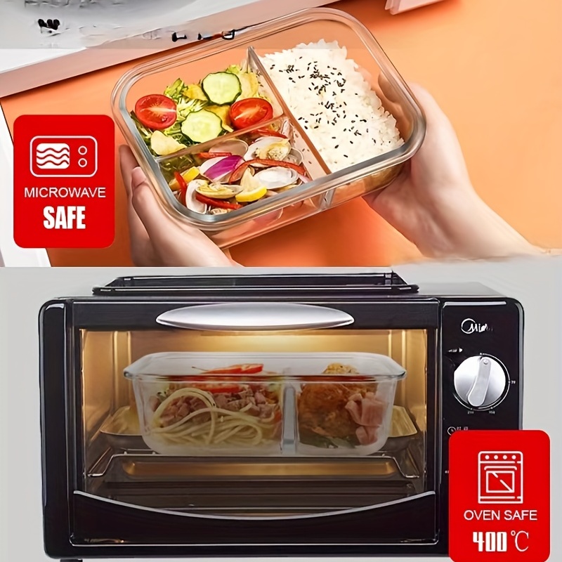 Glass Lunch Box Microwave Oven Heating Divided Fresh-keeping Box Soup Bowl  With Lid Office Worker Sealed Lunch Box - Lunch Box - AliExpress