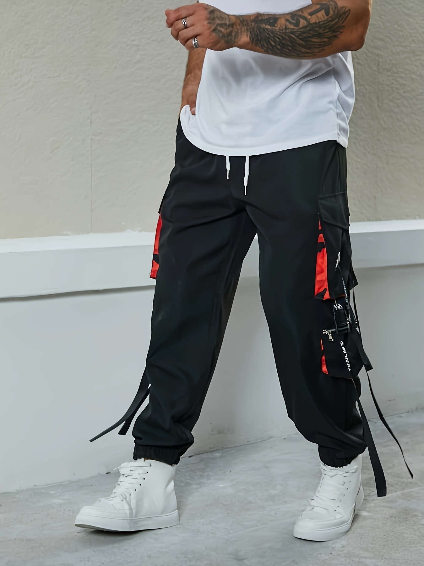 Plus Size Men's Street Style Cargo Pants For Spring Fall Winter, Men's  Clothing