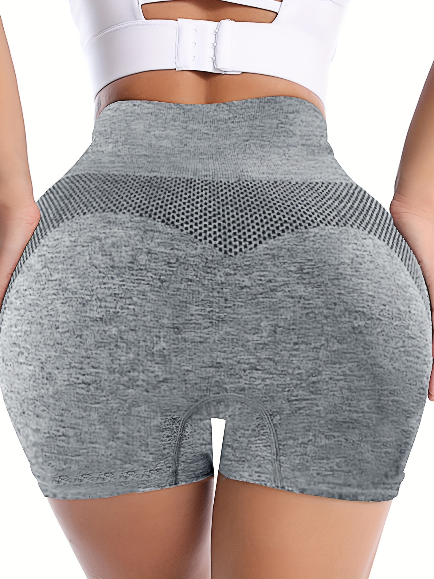 High Rise Seamless Fitness Shorts Solid Stretchy Biker Shorts
