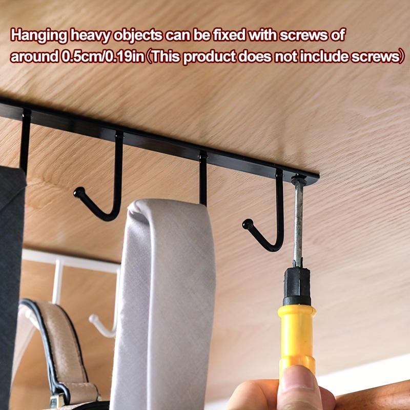 Metal Cabinet Door Multi-Purpose Hook Kitchen Under Shelf Cabinet Cupboard  Mug Cup Utensils Holder Hook Rack Key Organizer