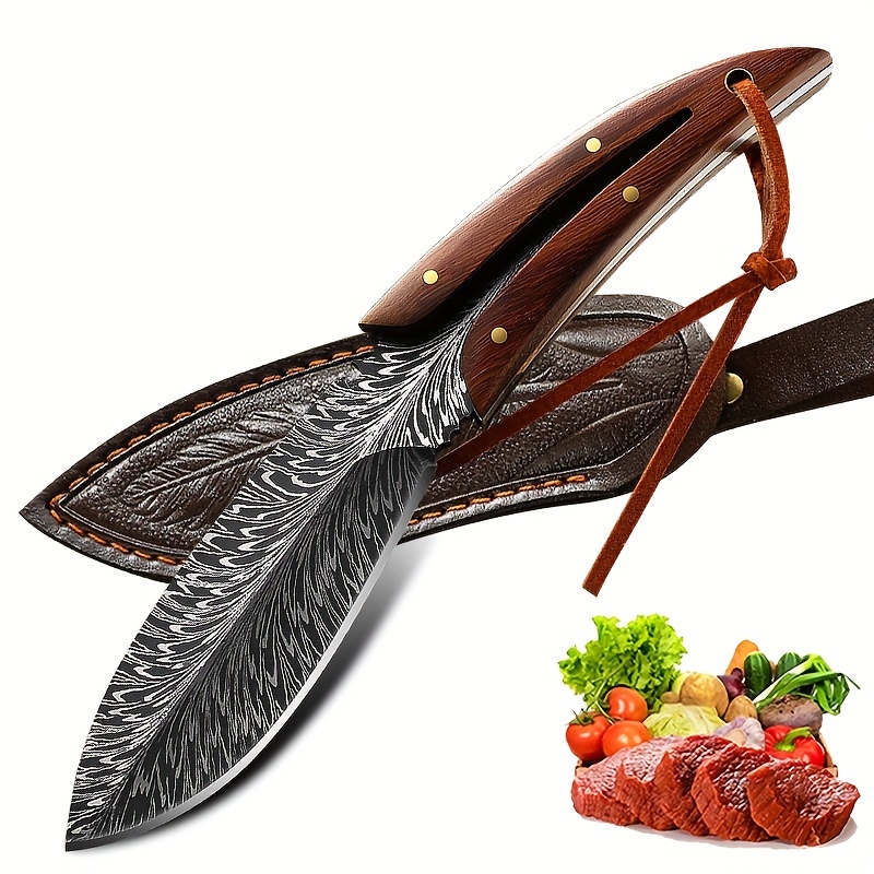 1pc Mongolian Kitchen Knife, Kitchen Fruit Knife, Household Peeling Knife,  Melon Fruit Knife, Outdoor BBQ Eating Meat Knife, Handle Meat Knife, Multi