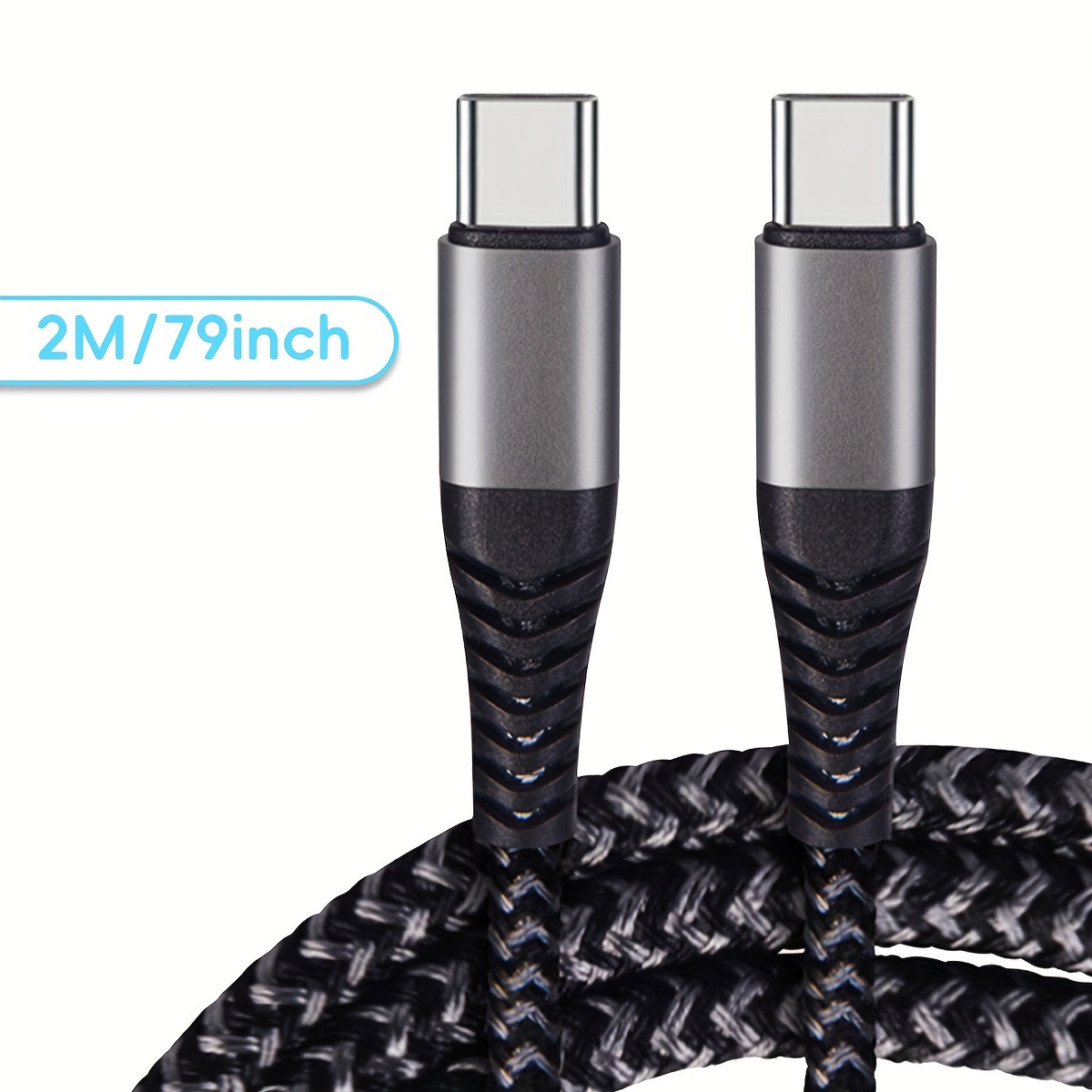 Tipo C a Tipo C Cable de carga rápida para iPhone 15,2Pack Nylon
