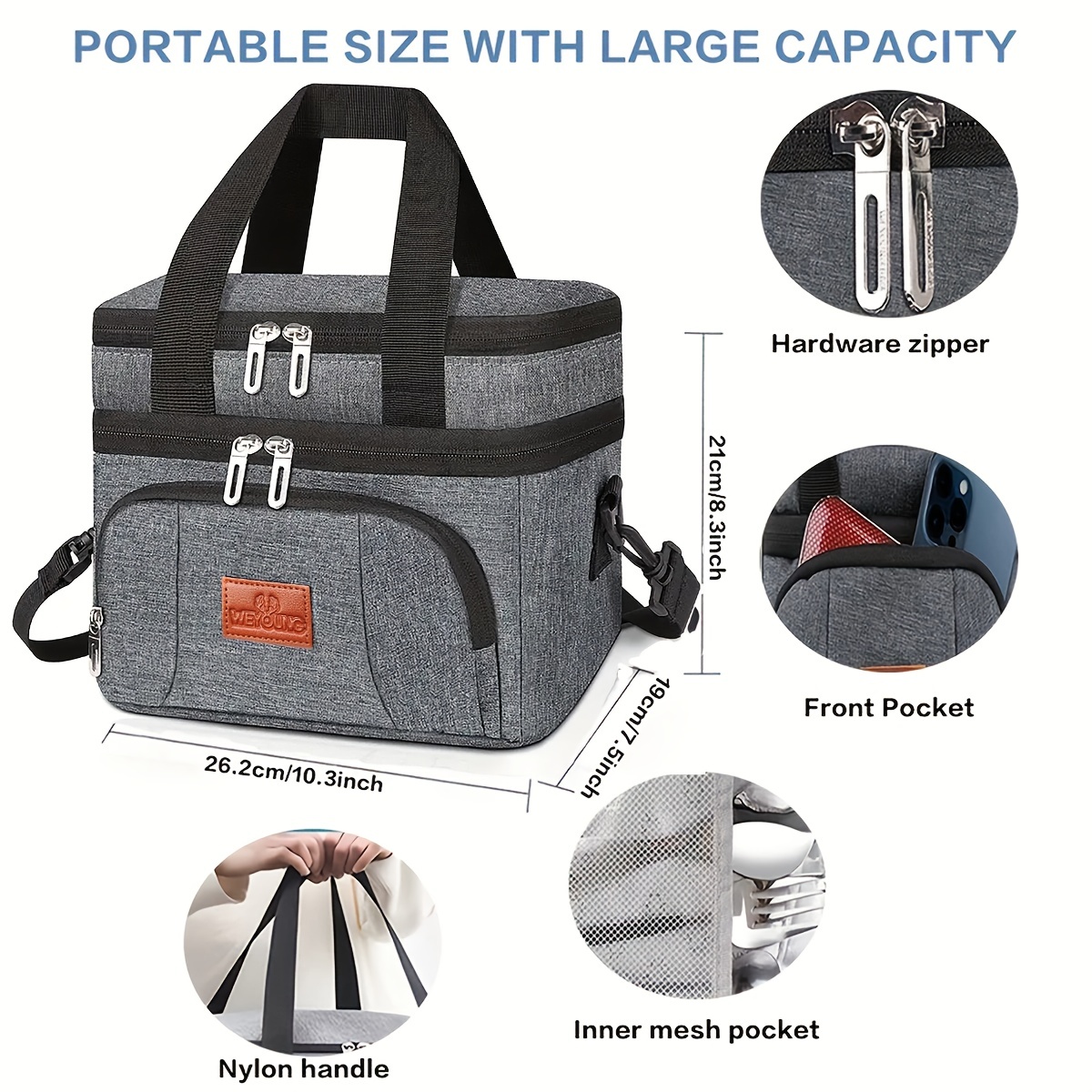 Lunch Bag for Women Freezable Lunch Tote Bag Organizer Reusable  Cooler Lunch Box for Adult Outdoor Work,School and Picnic Insulated Lunch  Bag with Pocket (Strip): Home & Kitchen
