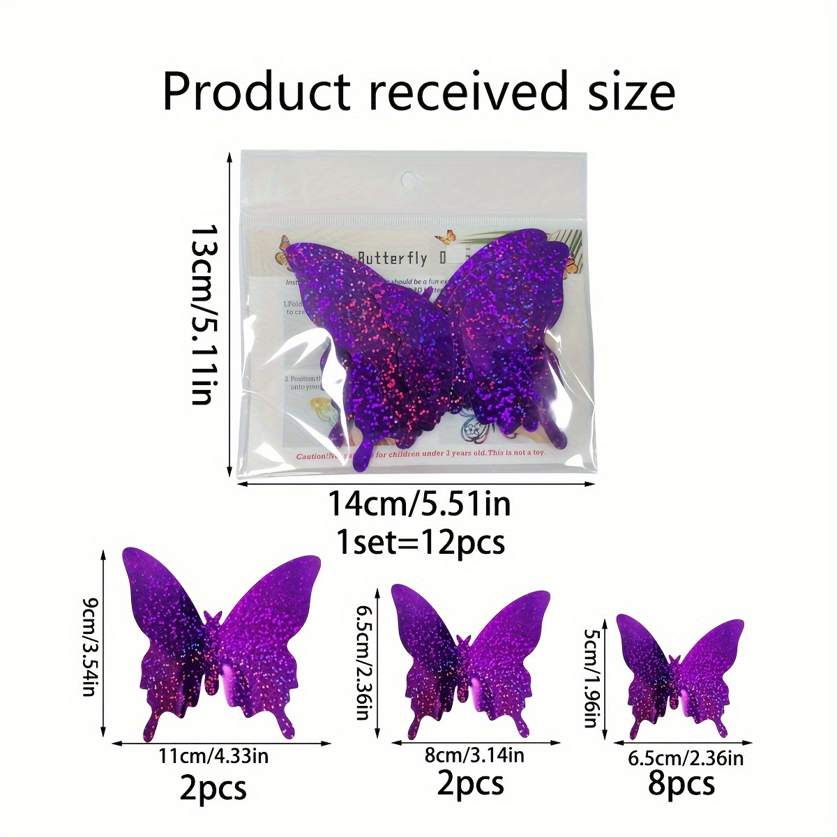 12pcs 3D Butterfly Stickers Decorative Wall Stickers Refrigerator