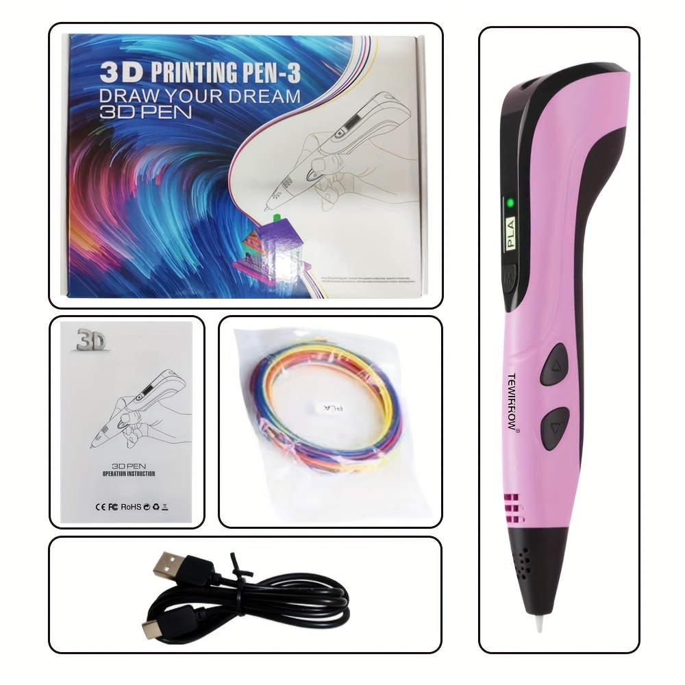 3d Printing Pen 3d Pen Set Birthday Diy Creative Gift Pla - Temu