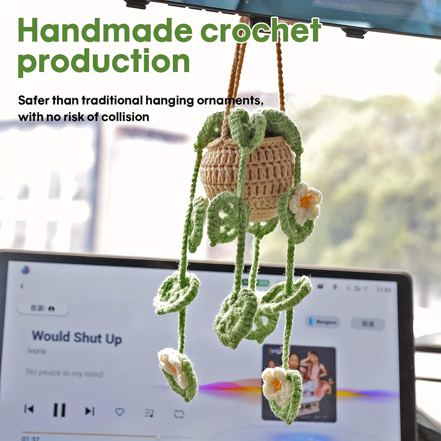 Handmade Creative Weaving Car Hanging Ornaments Rearview Mirror Decoration Accessories, Car Interior Decoration Aromatherapy