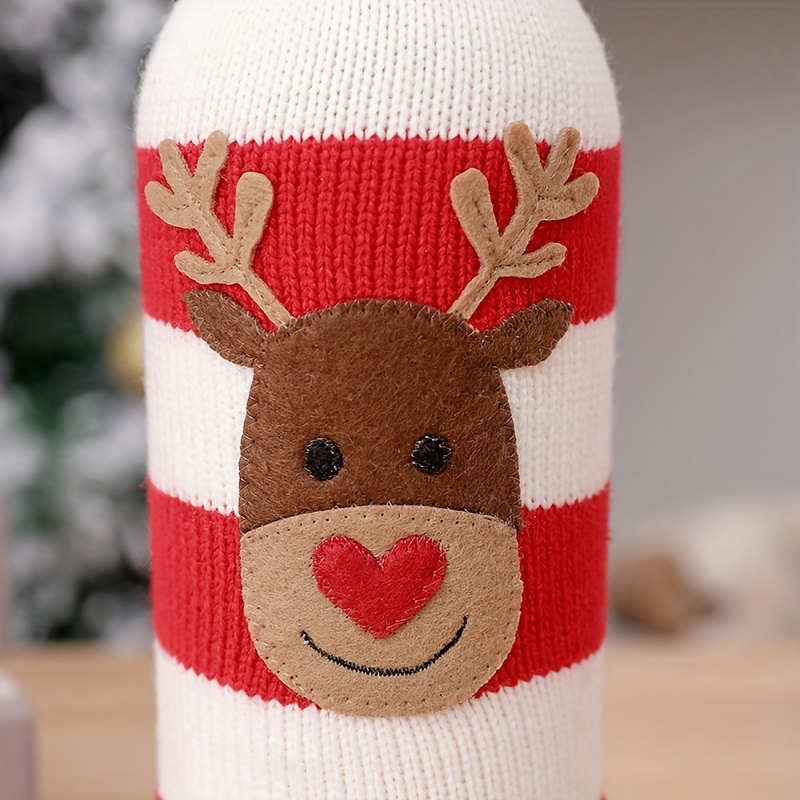 1pc Christmas Bottle Cover With Reindeer Design, Suitable For Christmas  Decorations, Restaurant Or Party Supplies