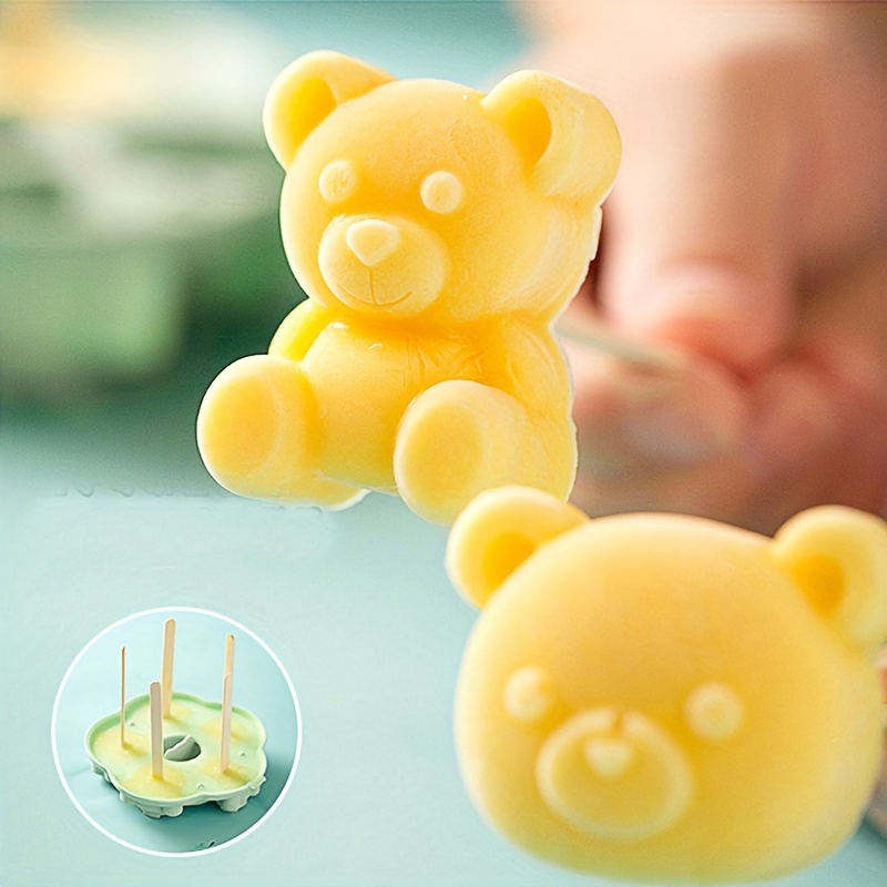 1pc Cartoon Silicone Mold Food Freezer Tray With Lid Food Storage