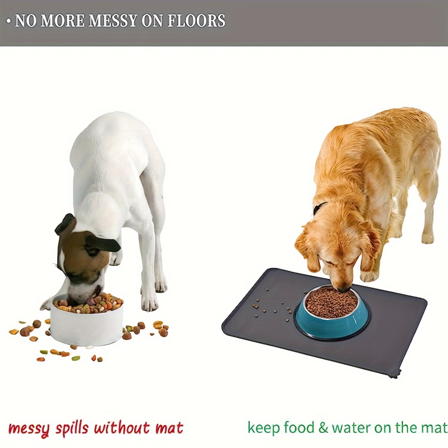 Messy Mutts & Cats Silicone Non-Slip Pet Bowl Mat with Raised Edge