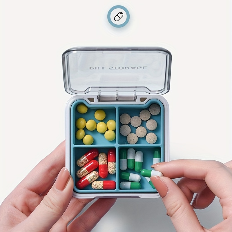 Water-Proof Compact Pill Container, For Vitamins & Meds, Travel