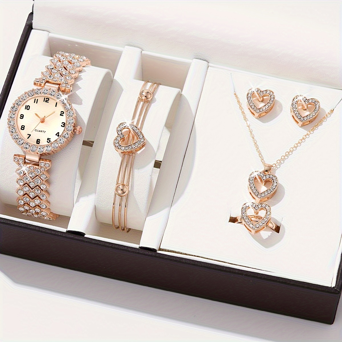 Teen Fashion Silicone Quartz Watch Peach Heart Jewelry Set - Temu