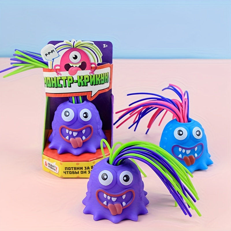 newest novelty funny stress relief anti anxiety toys colorful screaming monster pull its hair toys for kids 5