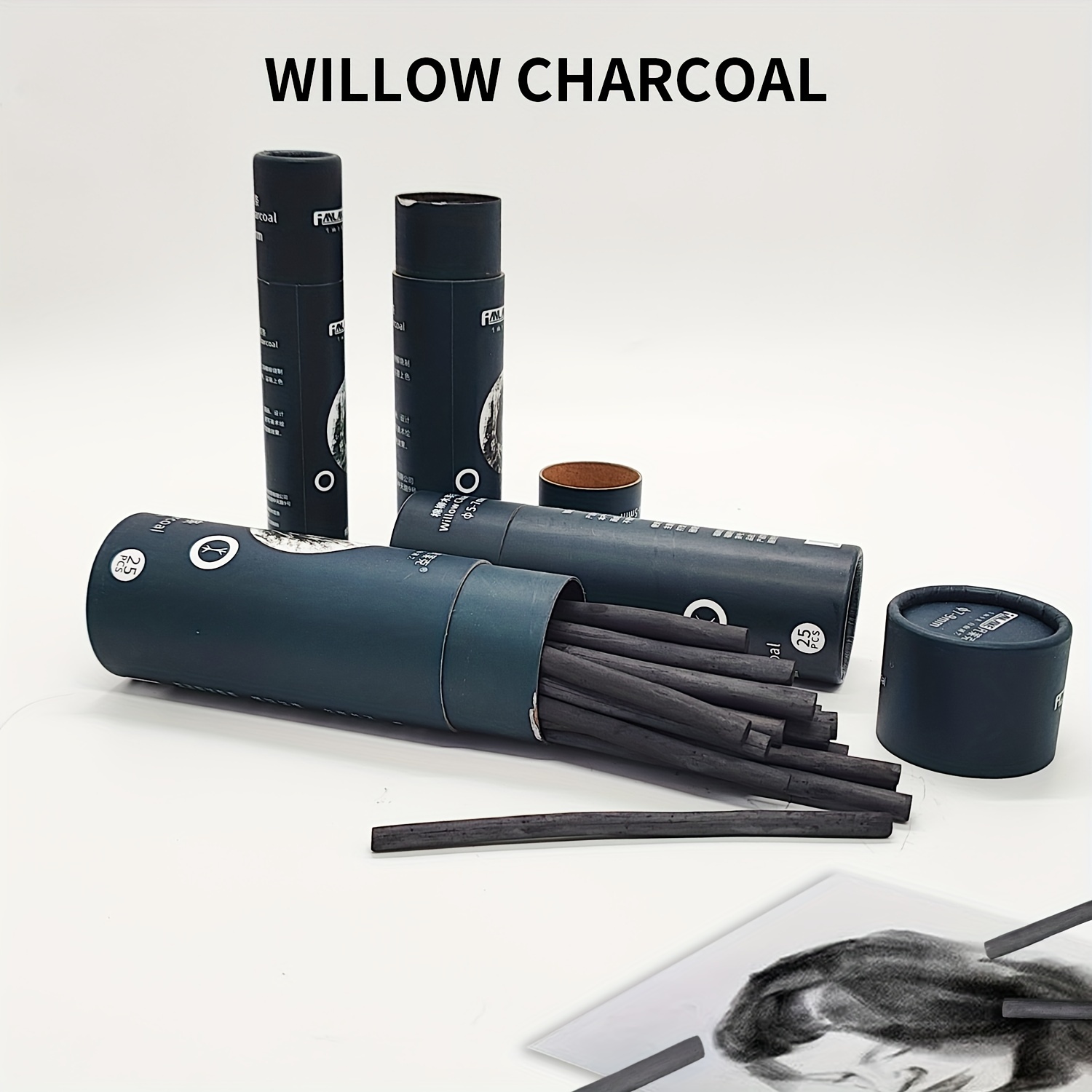 Willow Charcoal Sticks, Natural Willow Charcoal For Artists