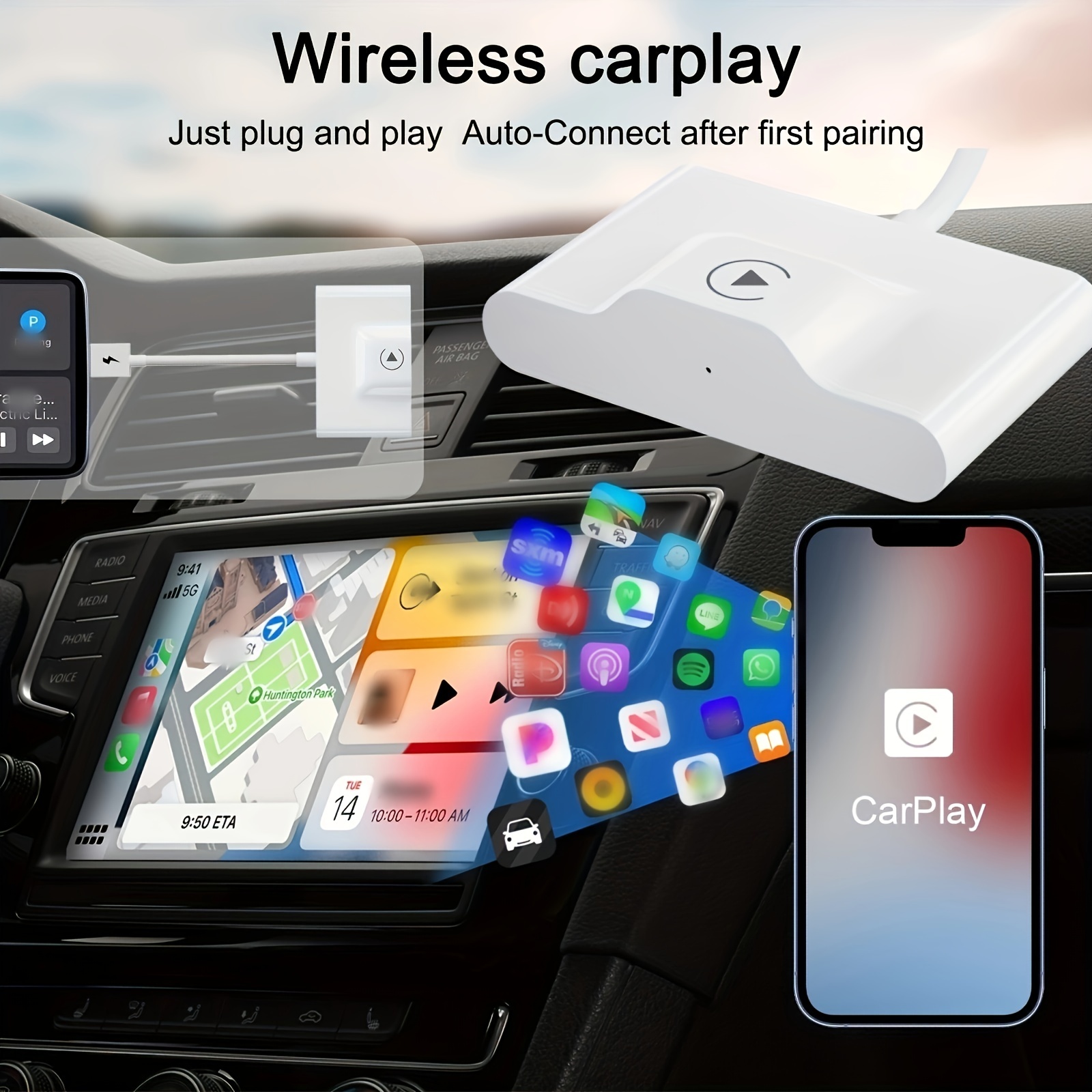 CarPlay Adaptateur sans Fil pour iPhone, Dongle CarPlay sans Fil