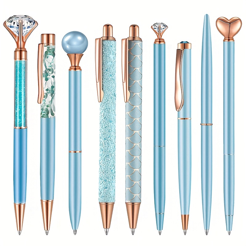 1PC Glitter Cute Ballpoint Pens Sparkly Rose Gold Click Ball Pens Metal  Retractable Pen Stationery Students School Office Supply - AliExpress