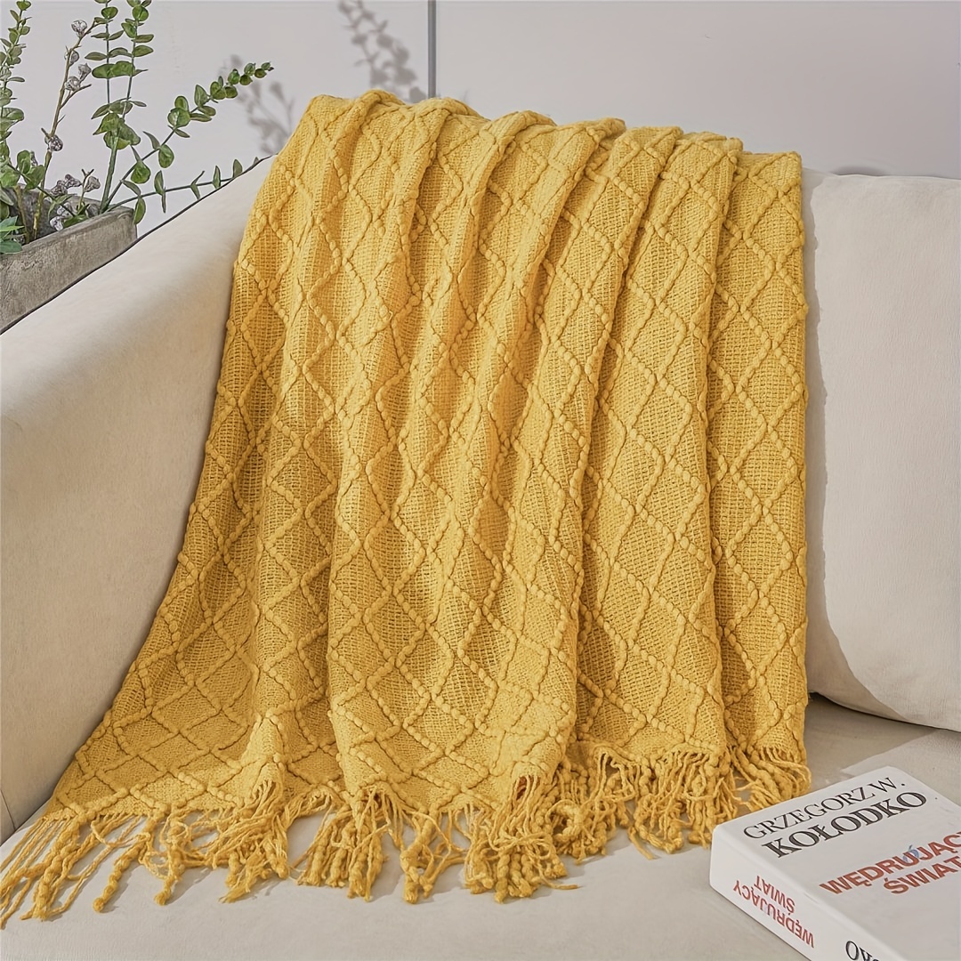 Mustard knit throw online blanket