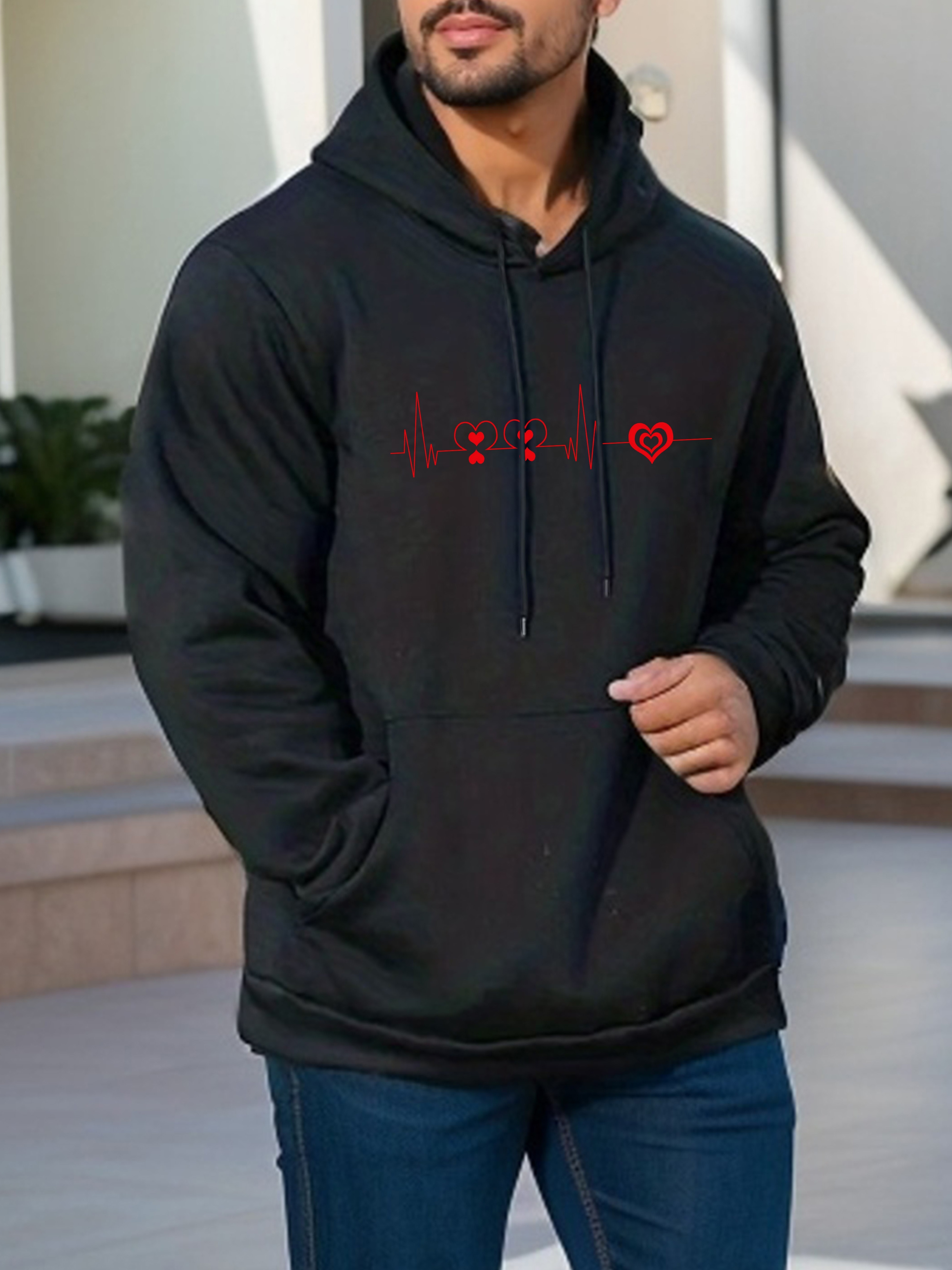 Love Heart Print Hoodie Cool Hoodies For Men Mens Casual Graphic Design Pullover  Hooded Sweatshirt With Kangaroo Pocket Streetwear For Winter Fall As Gifts  - Men's Clothing - Temu