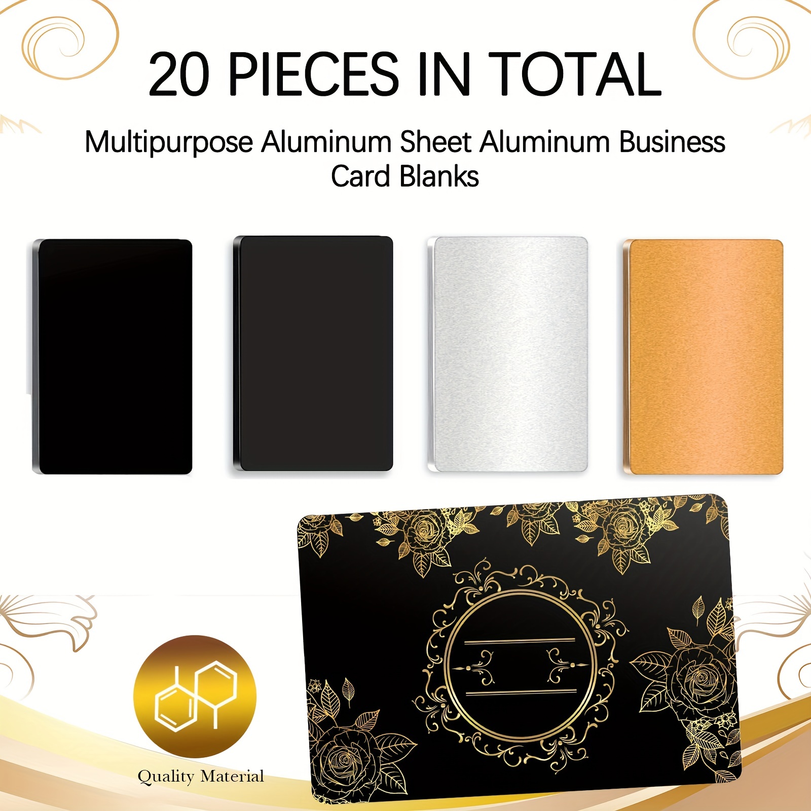 Blank Metal Card 85x50x1mm Anodized Aluminum Plate Black 15 Pcs