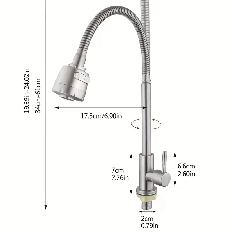 household kitchen stainless steel faucet wash basin dishwashing pool stainless steel sink rotatable spout cold water for laundry room garden outdoor faucet details 2