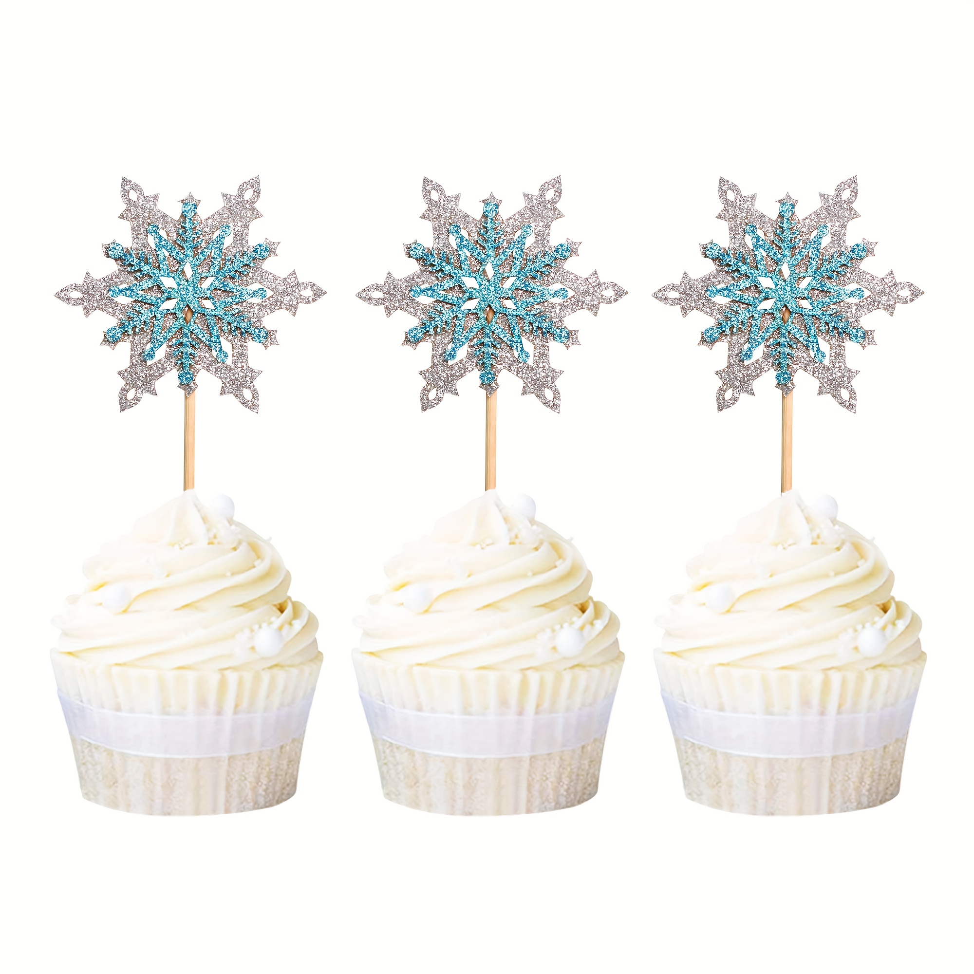 Snowflake Cake Toppers Christmas Glitter Snowflake Cupcake Topper Wedding  Birthday Party Dessert Flags Decorations Baby Shower 7 - Cake Decorating  Supplies - AliExpress