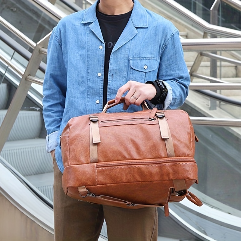 PU Leather Handheld Traveling Bag Large-Capacity Travel Bag Men