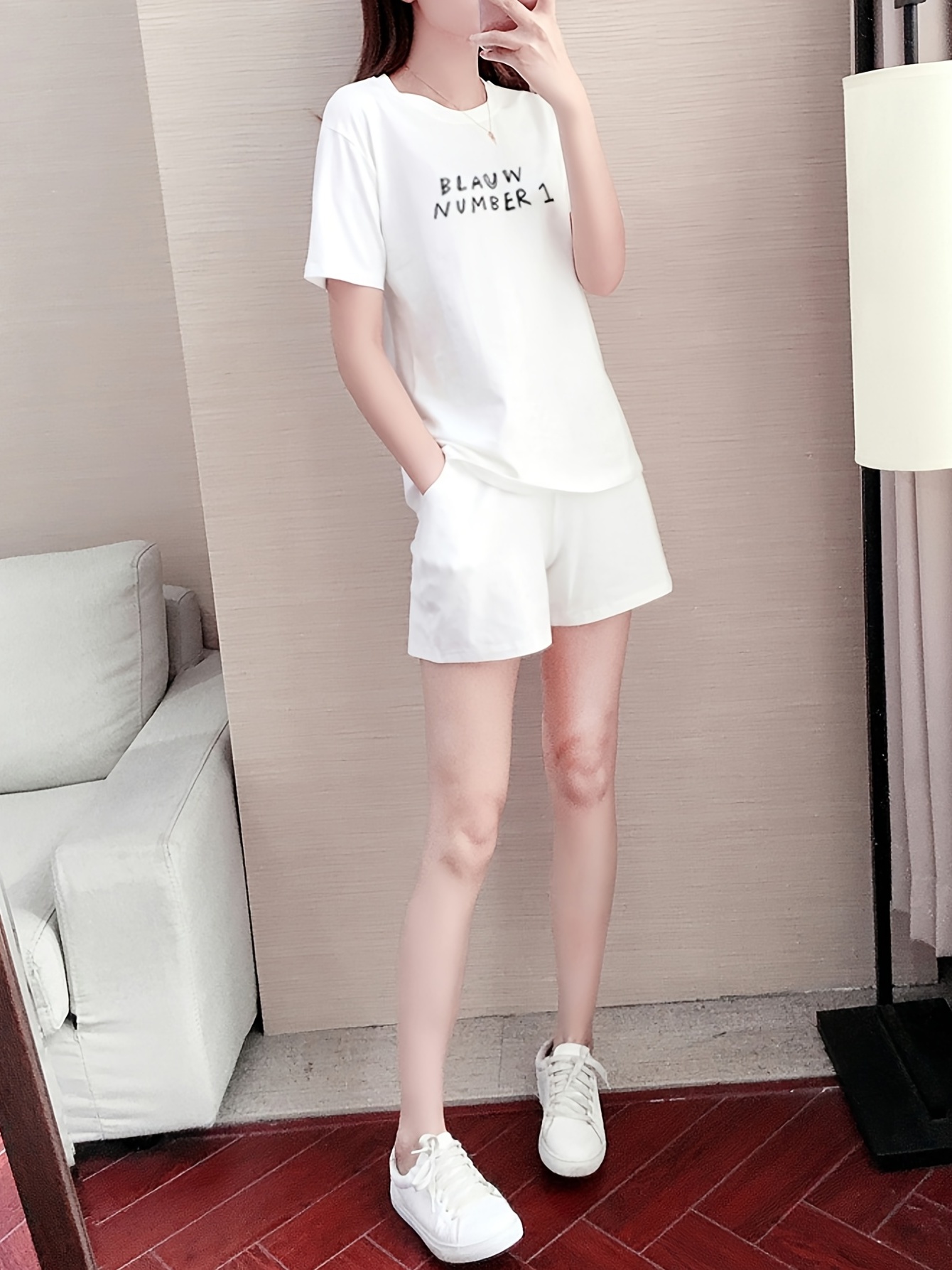 Casual Letter Print Two piece Set Short Sleeve T shirt - Temu