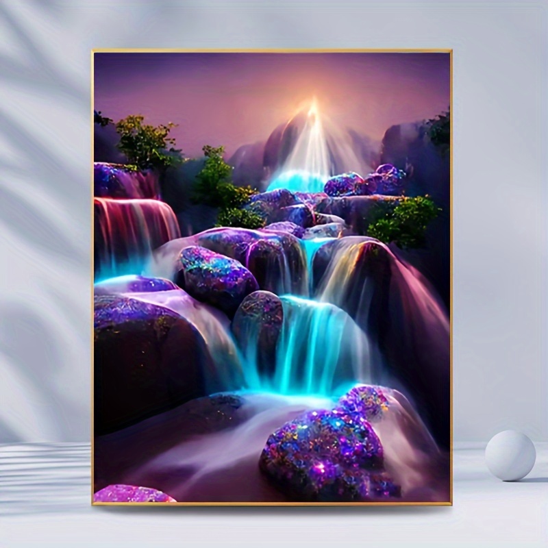 5D DIY Diamond Painting Kits For Adults And Beginner, Large Size Waterfall  Full Rhinestone Embroidery Cross Stitch Crystal Rhinestone Paintings