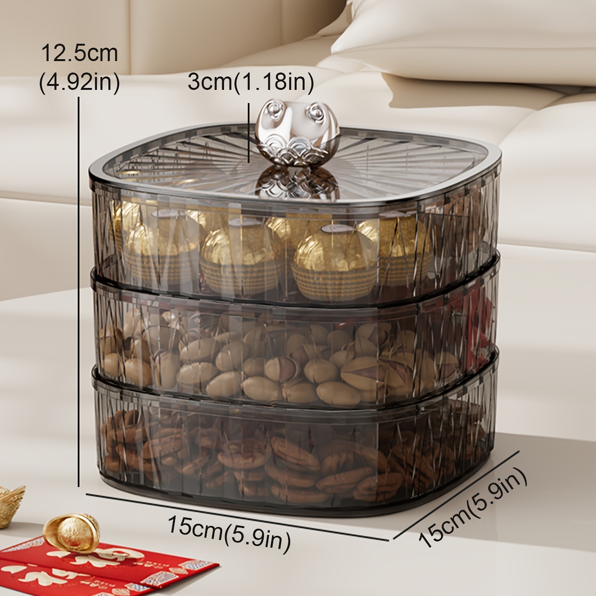 3 layers Divided Candy Nut Storage Box Square Container - Temu Canada
