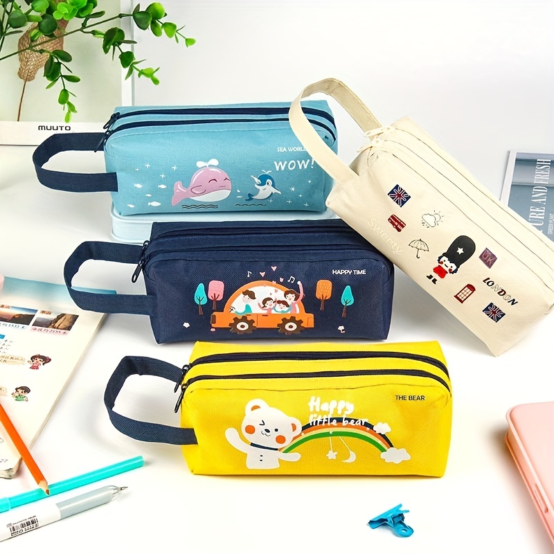 Multifunctional Oxford Cloth Pencil Case, Boys Visually-appealing  Double-layer Large-capacity Stationery Bag, Pencil Case - Temu