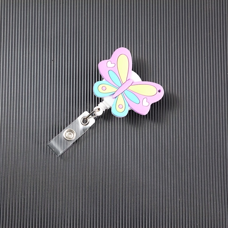 Butterfly,Flower,Badge Reel Retractable Cute Decorative Badge Holder with Sturdy Clip Name Nurse Badge Reel Clip On ID Card Holders for Nurse