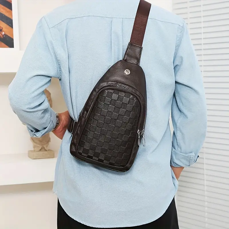 Men's Crocodile Pattern Casual Chest Bag With Earphone Hole Outdoor Leather  Shoulder Bag, Multifunctional Travel Crossbody Bag - Temu United Arab  Emirates
