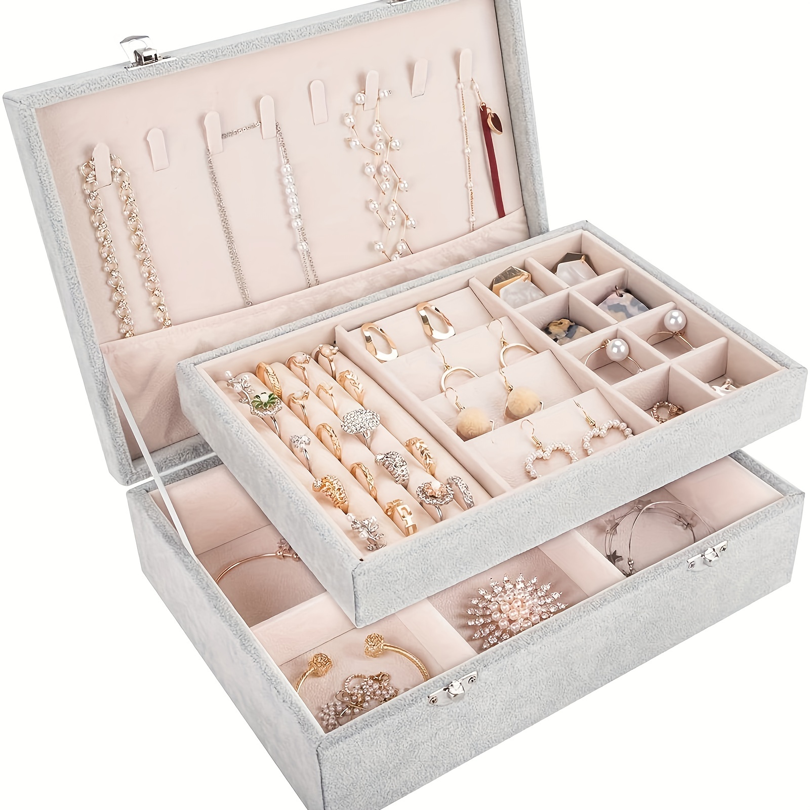 Earring Jewelry Box For Women Stud Organizer 2 Layers - Temu