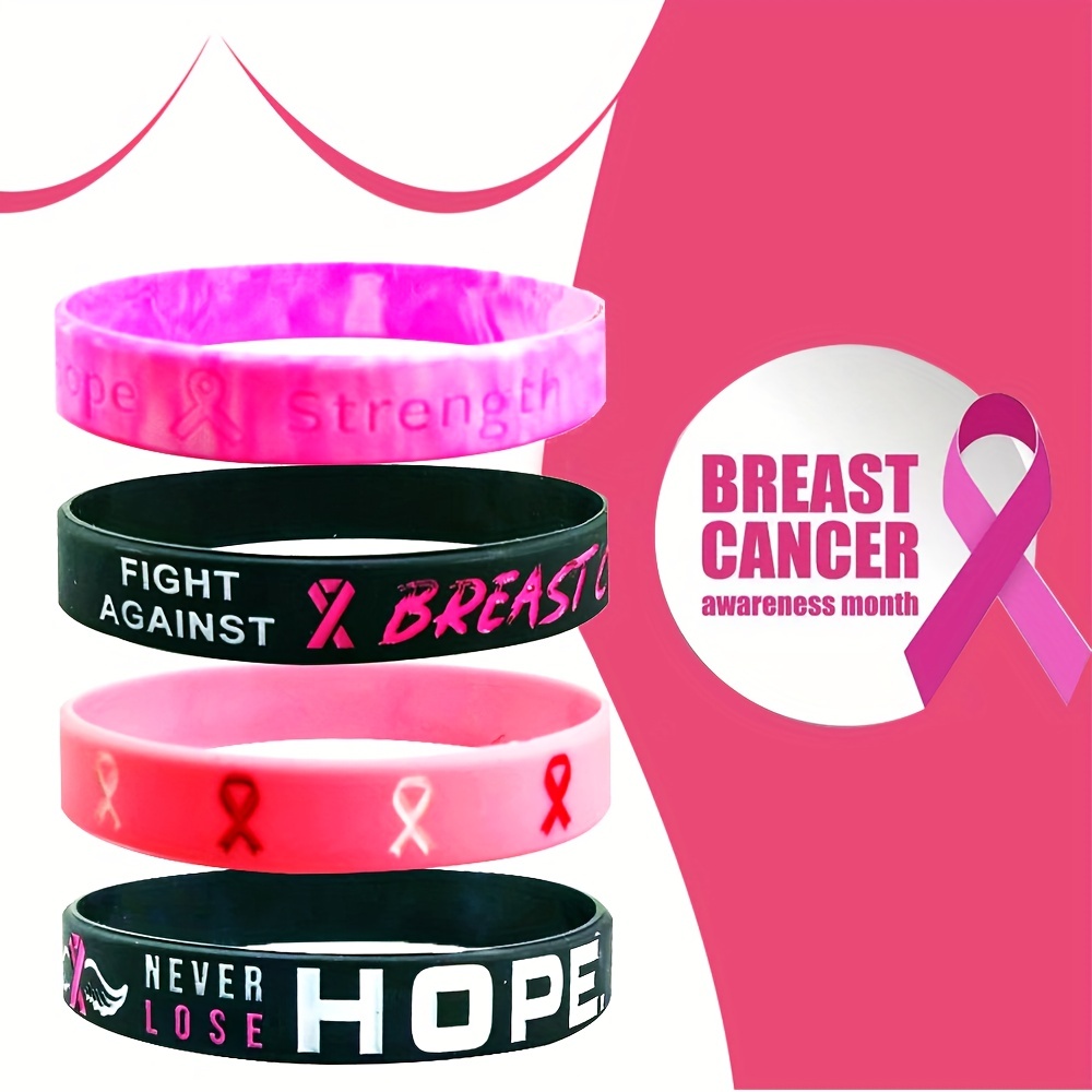 12 Pack Breast Cancer Awareness Wristbands Bulk Pink Ribbon Sweatbands for  Boys Men and Women, Basketball Baseball Running and Supporting Breast Cancer  Awareness Month 