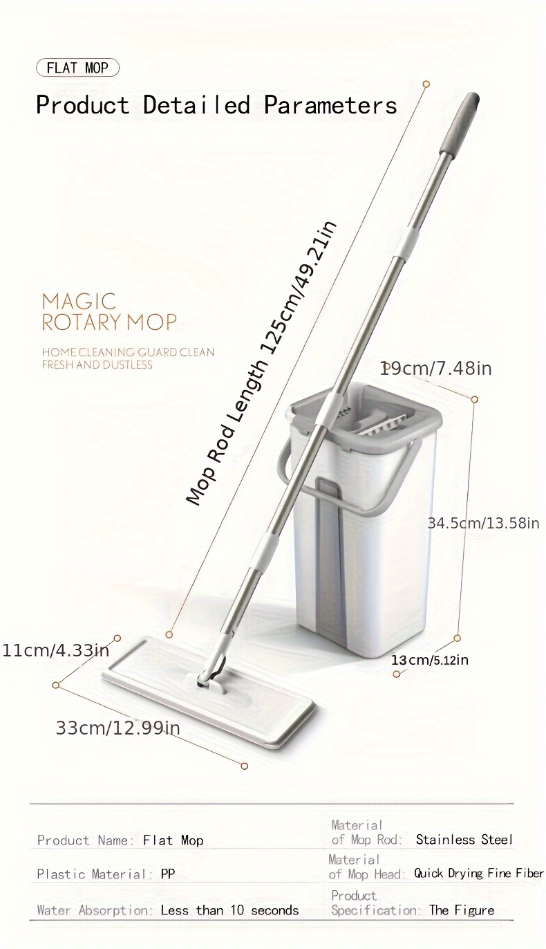 hands   mop with bucket dual purpose dry and wet cleaning ideal for bedroom   room bathroom   plastic household floor mop tool details 15